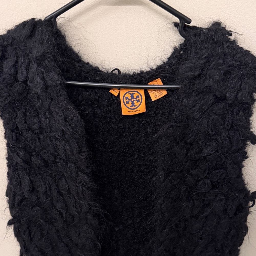 Authentic Tory Burch Black Textured Layering Vest small - Picture 7 of 10